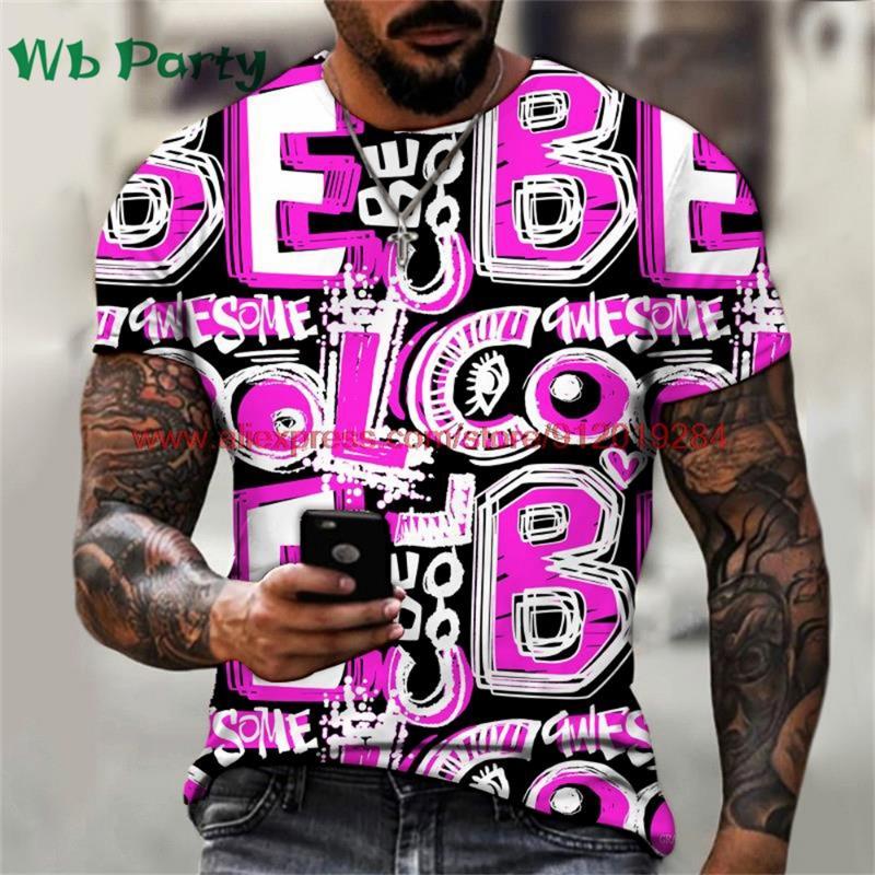 Popular 3D Men's T-Shirt Funny Graffiti Pattern Print Mens Clothing T-Shirts for Men Short Sleeve Tee Men's Summer Fashion Tops