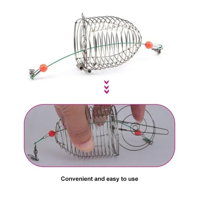 Stainless Steel Fishing Bait Cage Feeder Holder S/M/L Sizes Fishing Lure Accessory Durable Fishing Gear