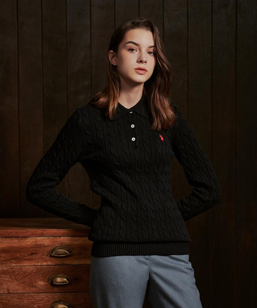 USPOLOASSN Classic Cable Cara Knit _Black