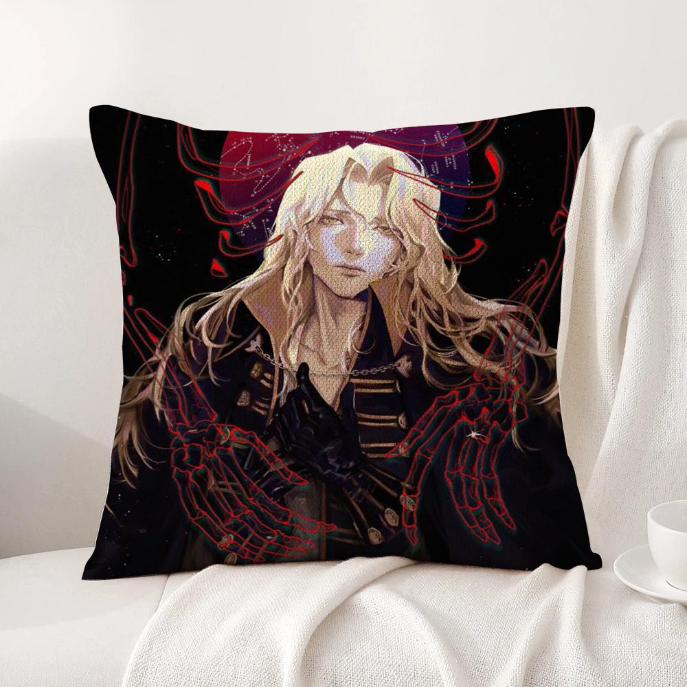 Anime C-Castlevania Cushion Cover Summer Coolness Linen Fabric Double-Sided Printing Pillow Case Sofa Home Decor Gift