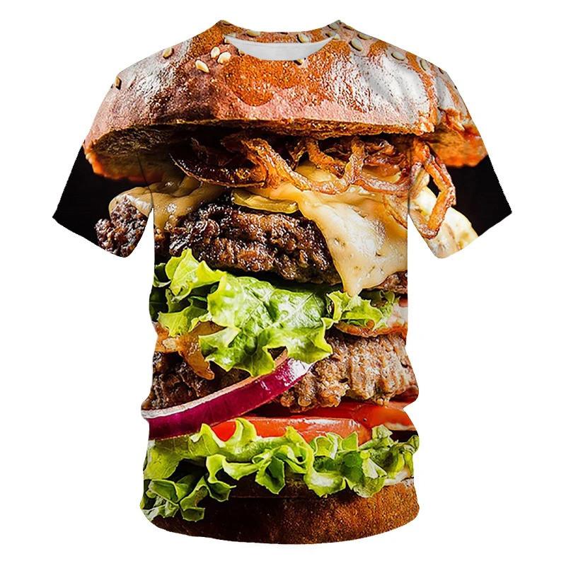Lustige Spiegeleier 3D-gedruckte T-Shirts Essen Hamburg Pommes Streetwear Herren Damen Mode Kurzarm T-Shirt Kinder T-Shirts Oberteile