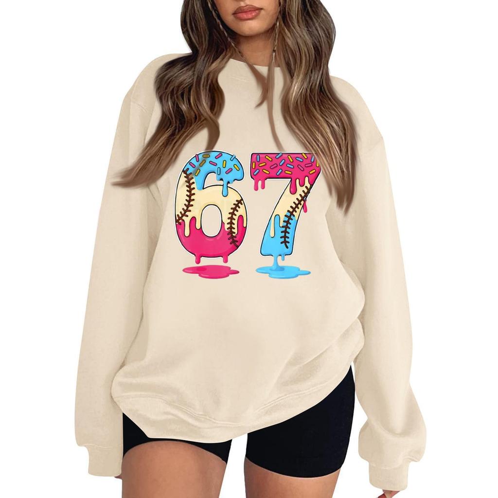 Women's Fashionable Casual Long-Sleeved Round-Neck Printed Pullover Sweatshirt