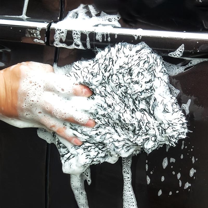 Built-in Block Long Plush Car Wash Sponge, Microfiber Cleaning Sponge Pad, Car Care and Beauty Tool, Highly Absorbent and Stain-Removing