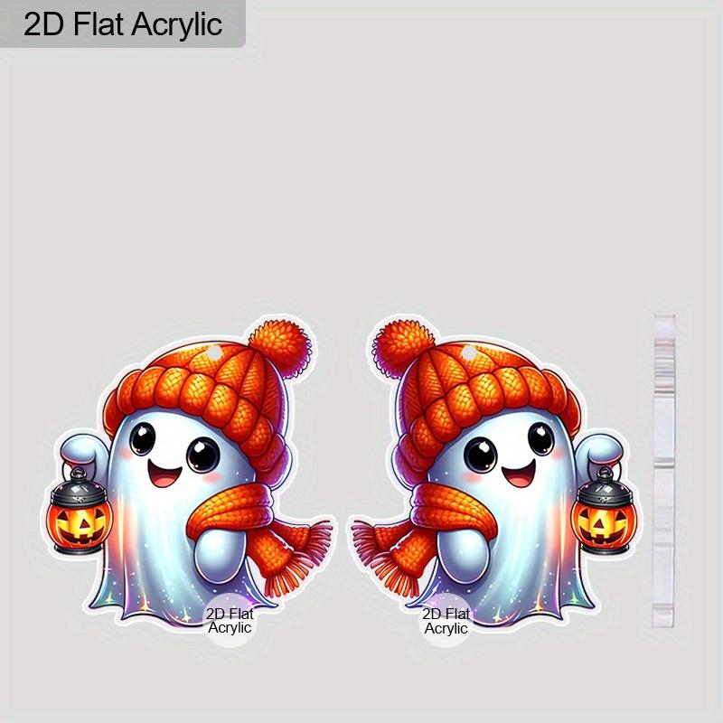 2D Flat Halloween Acrylic Earrings Decorated with Pumpkin Ghost Pattern Pendant Jewelry Ladies Holiday Gift