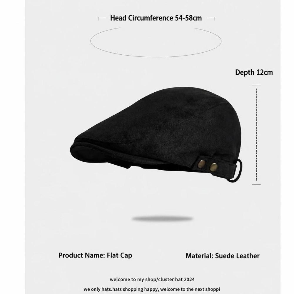 55cm to 59cm Vintage Beret Hat Suede Earflap Cap Artistic Hat Retro Newsboy Cap Outdoor Activities
