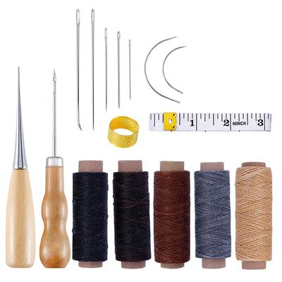 16Pcs/Set Leather Sewing Kit with Waxed Thread, Needle, Awl, Thimble, Working Tools for Shoemaker Canvas.