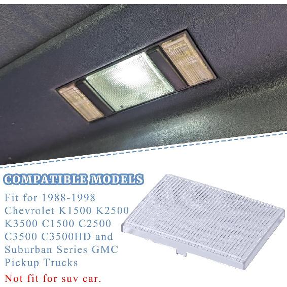 Interior Dome Center Reading Light Lamp Cover Clear Lens Fit for 1988-1998 Chevrolet K1500 K2500 K3500 C1500 C2500 C3500 C3500HD and Suburban Series