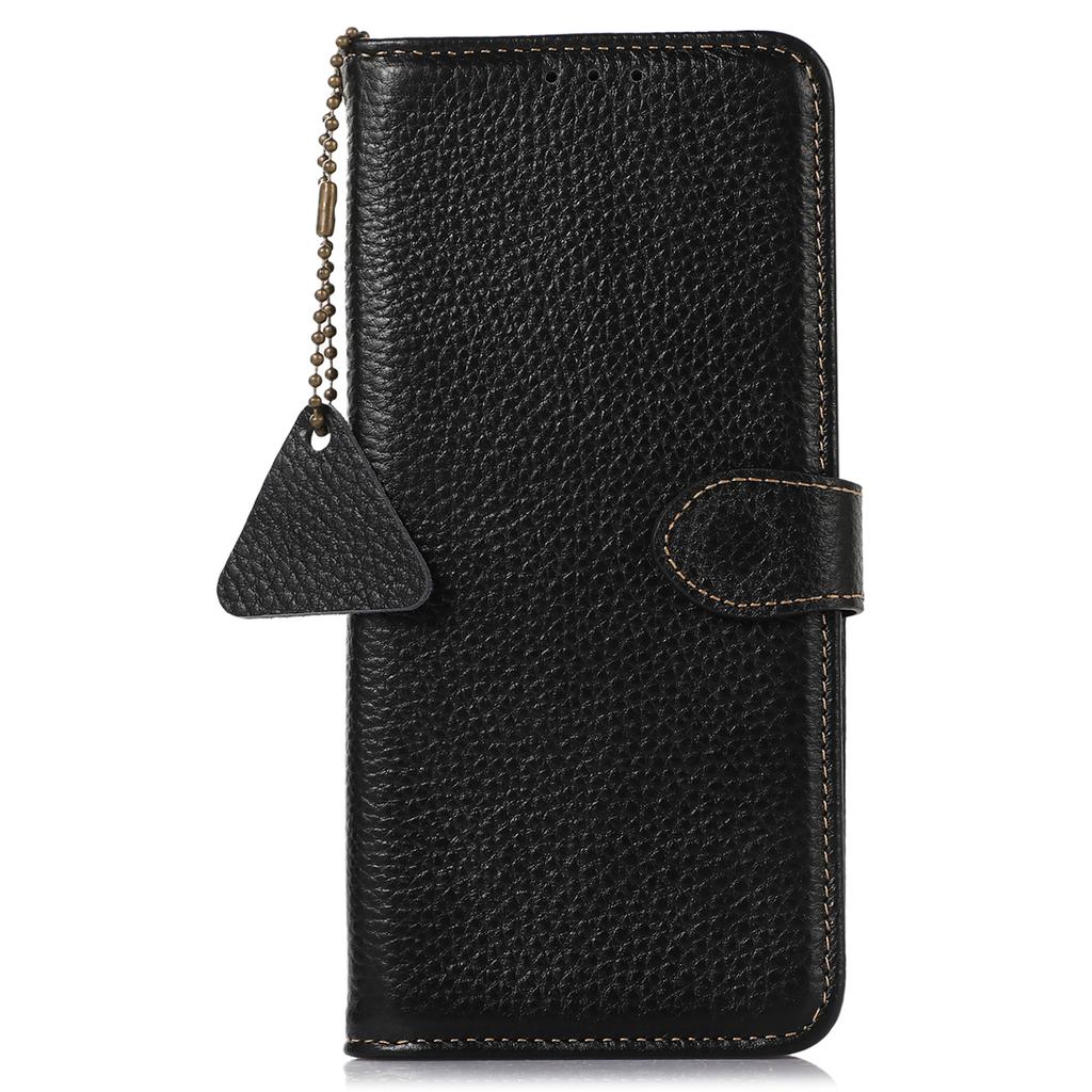 For Sony Xperia 1 VI Case Genuine Cow Leather RFID Blocking Wallet Phone Cover Litchi Texture