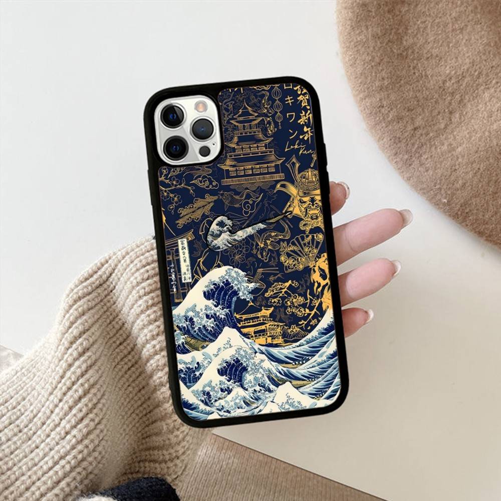 Kanagawa Great Wave Anime Phone Case For Iphone 16 15 14 13 12 11 Pro Max Plus Shockproof TPU+PC Hard Case
