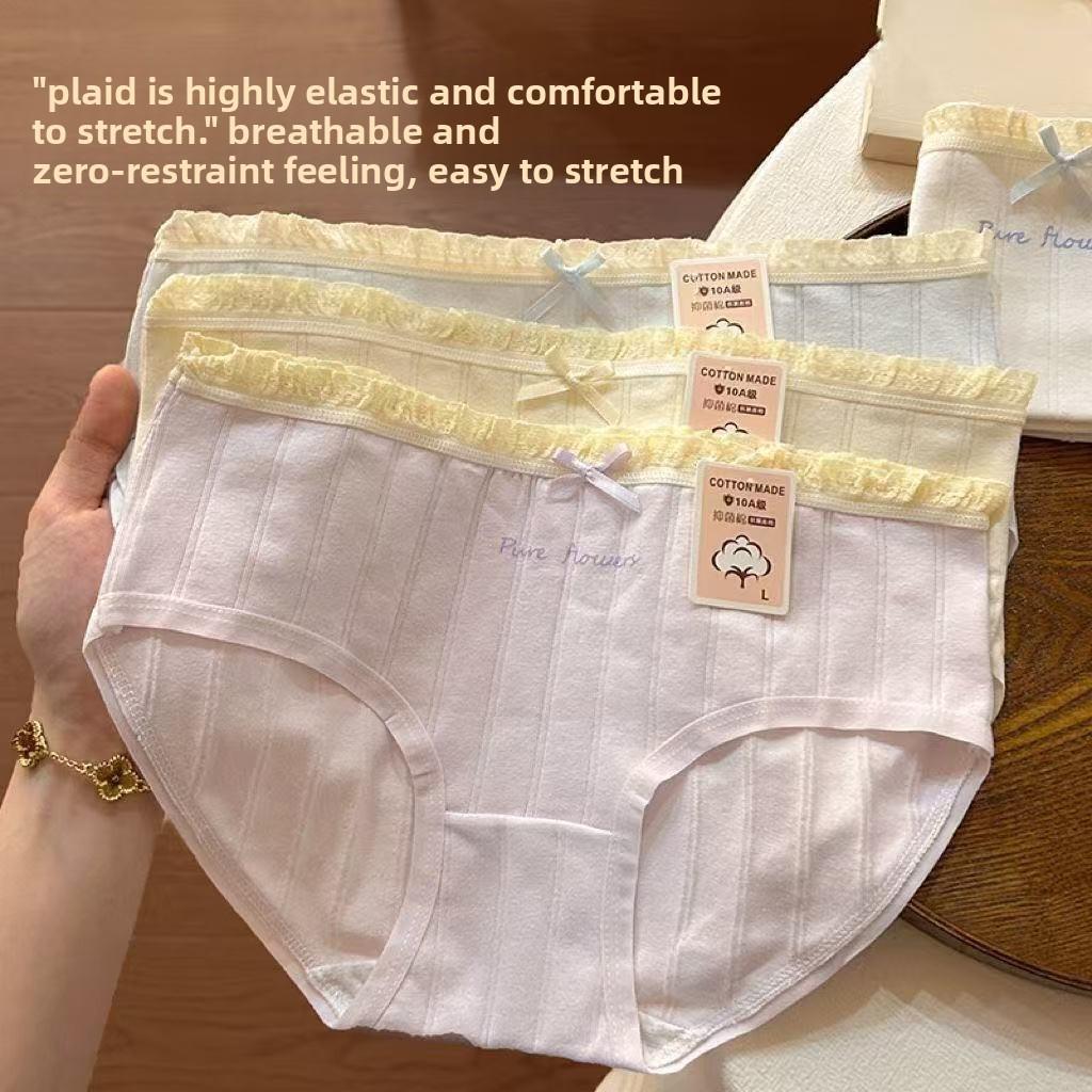 Female Spring and Autumn Sweet Bow Lovely Pure Cotton 10A Antibacterial Crotch Triangle Panties