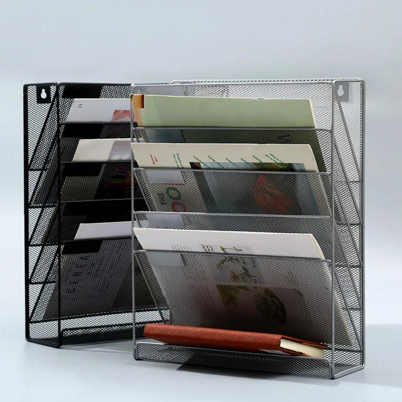 

Подвесная металлическая стойка Пятислойный многофункциональный держатель для хранения Почта Журнал Офисная бумага Документ Письменная бумага Лоток для хранения серебряный