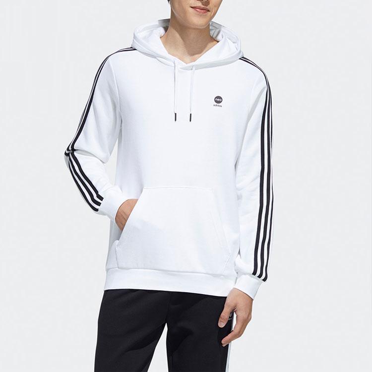 Adidas Neo Logo Color Block Striped Hooded Sports Academy Sweatshirt Men Sweatshirt White HD4672