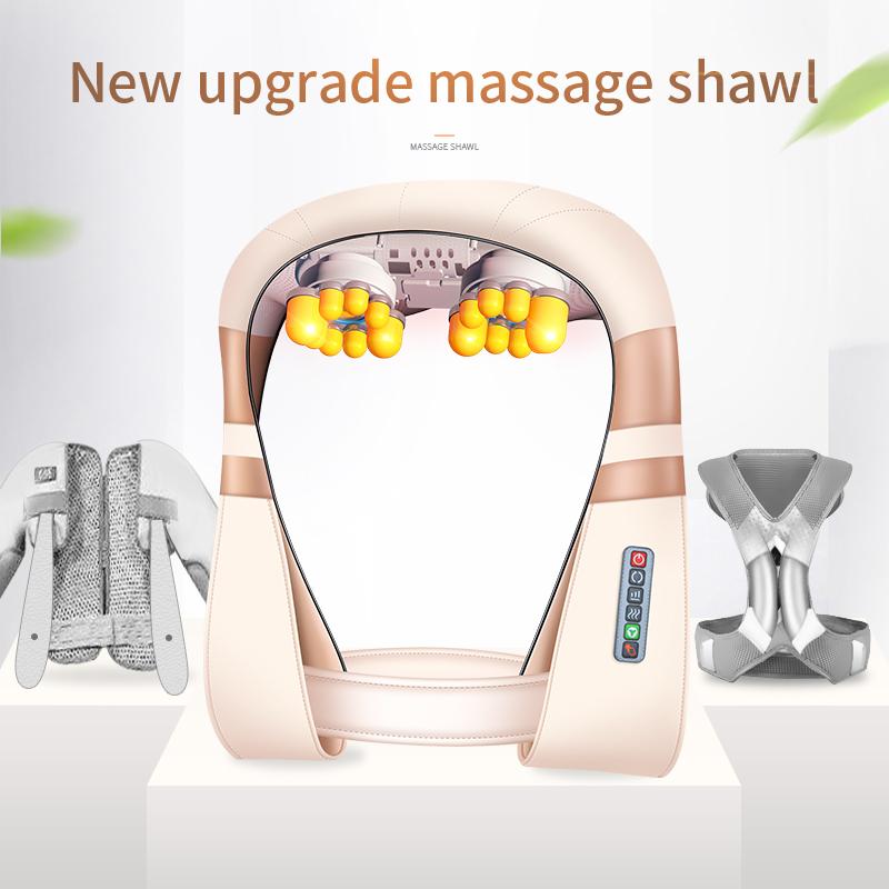 JINKAIRUI Masseur de cou et d'épaule, chauffage Shiatsu, pétrissage, soulage la douleur, conception Velcro, portable