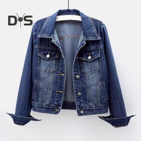 Damen Jacke Umlegekragen Langarm Einreihig Einfarbig Knöpfe Brusttaschen Slim Fit Denim Hip Hop Streetwear Lady Coat