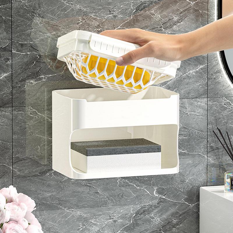 

Soap Holder Wall Mounted Soap Box Holder Mesh Structure No Drilling Space-Saving Bathroom Storage For Dorm Business Trip CHINA