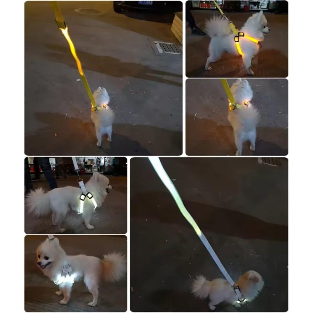Breathable Light Up LED Dog Harness Rechargeable Flashing Luminous Pet Chest Strap Adjustable Soft Dog Glowing Vest Pet Safety