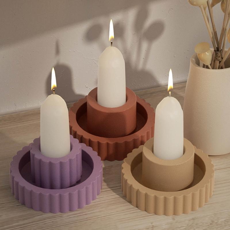 Candle Mould Decors Casting Molds DIY 3D Silicone Mould Cylinders Striped Mould Silicone Molds Handicrafts Candle Holder