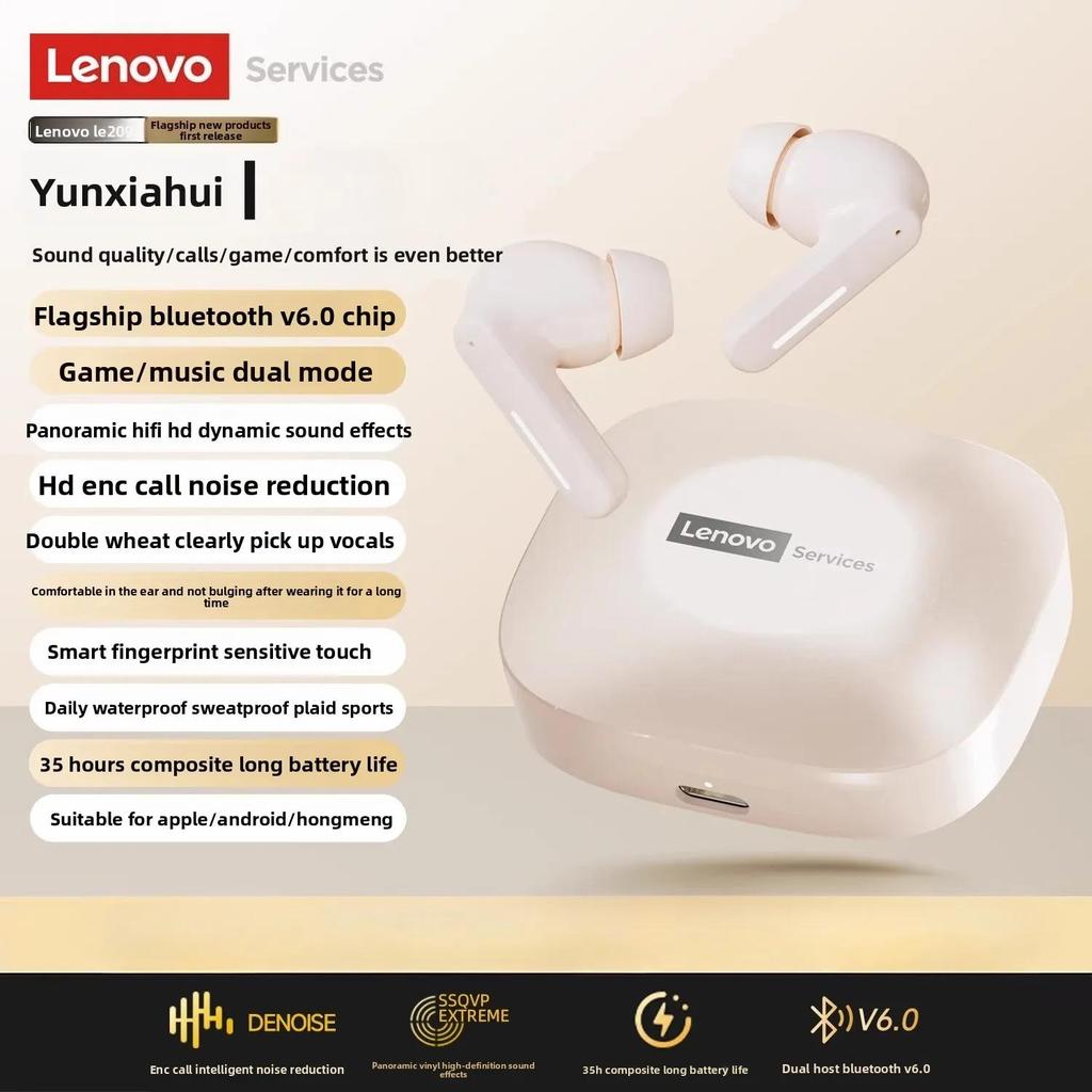 Original Lenovo LE209 Wireless Upgrade Bluetooth 6.0 Earphone Noise Canceling Sport Headphones 30H Long Battery Life Headset With Mic NEW