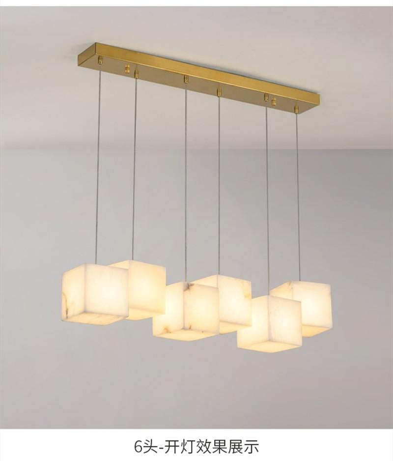 White Noble Luxury Marble Cube LED Home Decoration Chandelier Lighting 2024 New Trend For Dinning Table