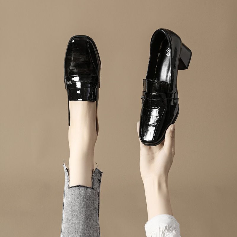 Chaussures d'été pour femmes Bureau Talons carrés Bout carré Vert Chaussures à talons blocs pour femme 2025 Mocassins 39 en solde Populaires Antidérapantes