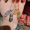 Golden Filigree Hammered Vajra Pixiu Pendant Necklace Women Handmade Chain Cubic Zirconia Geometric Statement Jewelry