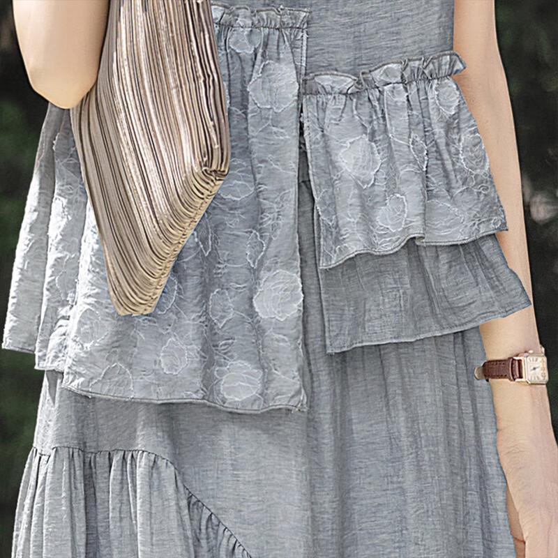 Sibaisha 2025 Summer Women's Round Neck Loose Vest & Skirt Set