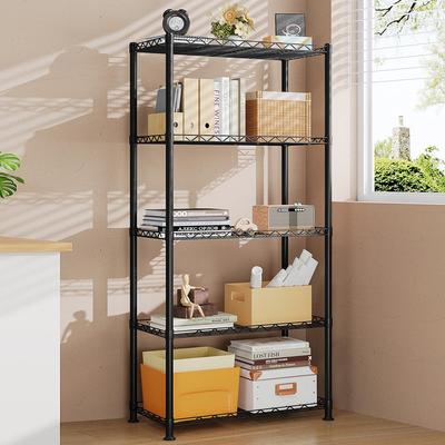 Multi-layer Wall-mounted Metal Storage Rack for Kitchen, Living Room, and Bedroom Shelving Display.