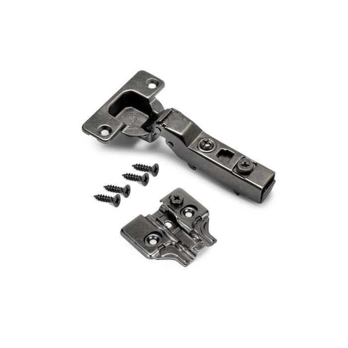 Emuca lot de 20 charnières coudées x91 avec fermeture amortie et embases à visser, hauteur 0, acier, titane