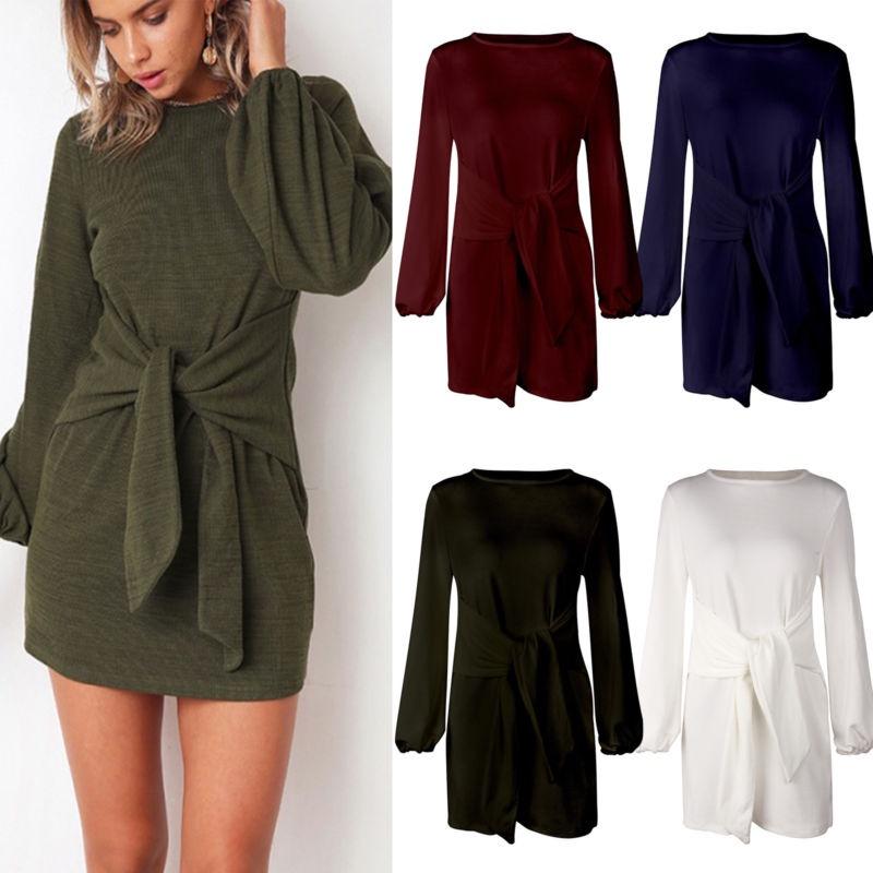 Luxurious Womens Long Sleeve Knit Bodycon Bandage Mini Dress For Chic Winter Style