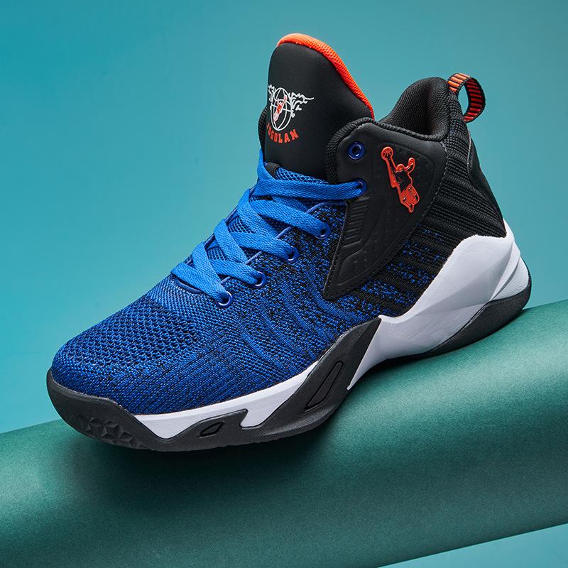 

2024 дышащая мужская спортивная обувь с сеткой, противоскользящая удобная мужская повседневная обувь на толстой подошве, баскетбольная обувь 45 сапфировый