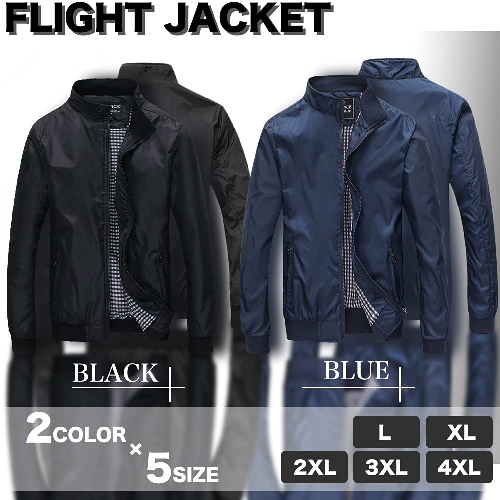 Flight Jacket Military Thin Jacket Blouson Jumper Light Outerwear Window Breaker KB78 3XL MA-1 Men's 04.Black