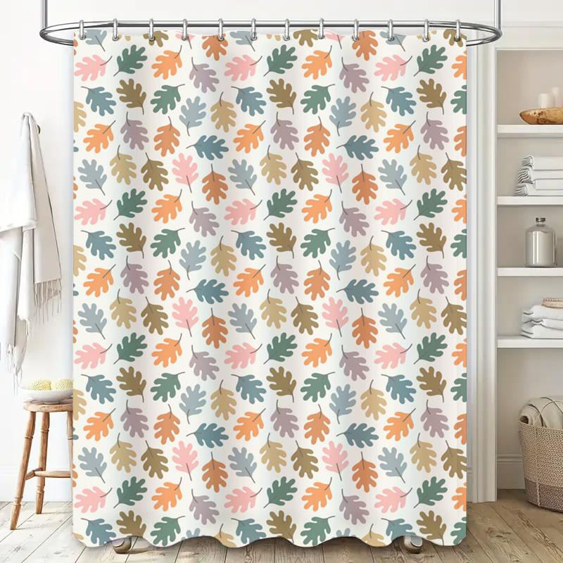 Dekorativer Badezimmer-Duschvorhang mit buntem Eichenblattmuster Polyestergewebe Wasserabweisend Heimdeko