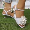 Fashion Open Toe Flower Sandals 2025 Buckle Shallow Fashion Sexy Women Sandals Summer Classic Elegant Dress Party Shoes High Heels