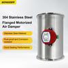 304 Stainless Steel Motorized Pneumatic Damper Valve AC220V DC12V DC24V for Hospital Lab Fresh Air HVAC System