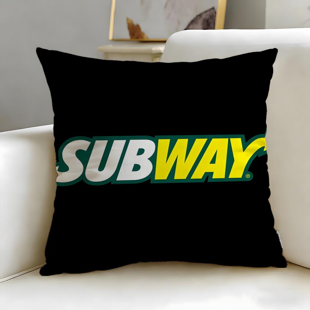 Classic Restaurant Brand Subway Cushion Cover Soft EasyWash Pillow Case Versatile for Couch Bed Travel and Office