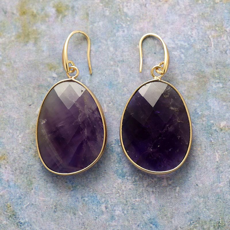 Natural stone geometric earrings, ear hooks, designer exaggerated fashion stone jewelry earrings.