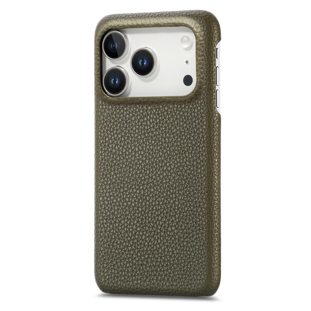 For iPhone 17 Pro Max Case Litchi Texture Leather Coated PC Mobile Back Cover