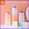Xiaomi 2 Liter Water Bottle Stay Hydrated Motivated Leak proof Plastic Sport Bottle Reminder Times Sports Outdoor Fitness Office Indoor