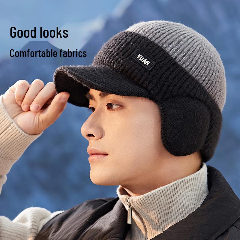 Men's Warm Wool Hat with Ear Protection for Seniors