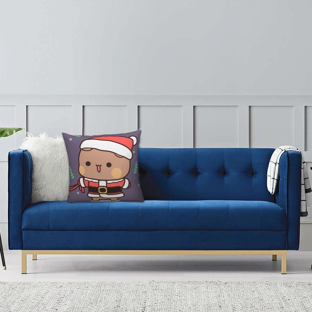 Dudu Bear And Bubu Panda Christmas Pillowcase Soft Polyester Cushion Cover Decoration Pillow Case Cover Chair Wholesale 45*45cm