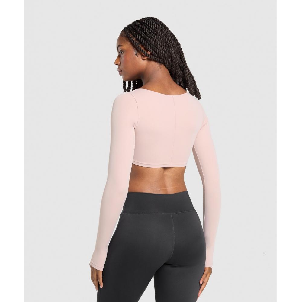 Gymshark Twist Front Long Sleeve Top Muted Pink B3c8m Kb68