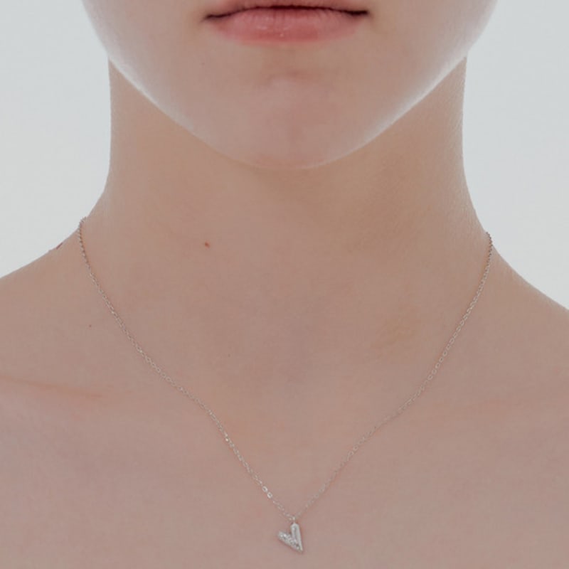 

JYDDM 925 Diamond Half and Half Heart Necklace Type.2 GOLD