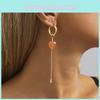 Stylish Women's Fall Fashion Gold Heart Chain Earrings Geometric Design