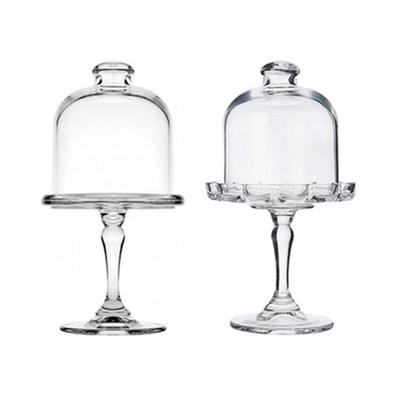 Elegant European Styles Clear Glass Dessert Plate High Foot Cake Stand Dome Cover for Pastries Snacks and Party Serving