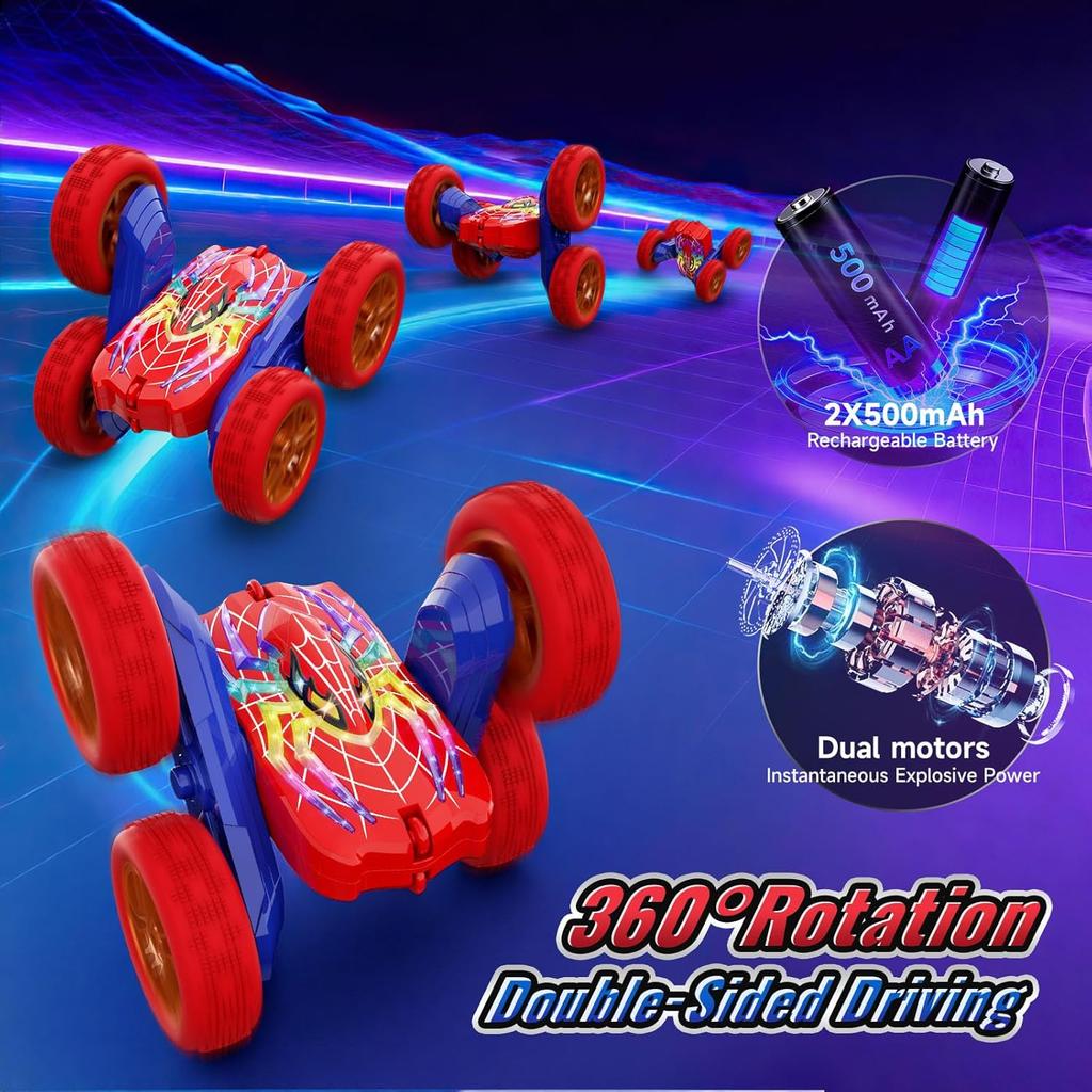 Remote Control Cars Boys Toys for 3-12 Year Old, 360°Flip Stunts Cars, 5 Cool Lights Mode 2.4Ghz 4WD RC Monster Truck, Kids Toys Outdoor Games