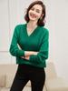 Ribbed V-Neck Cashmere Sweater - 2026 Autumn/Winter Women's Loose Plus Size Pullover