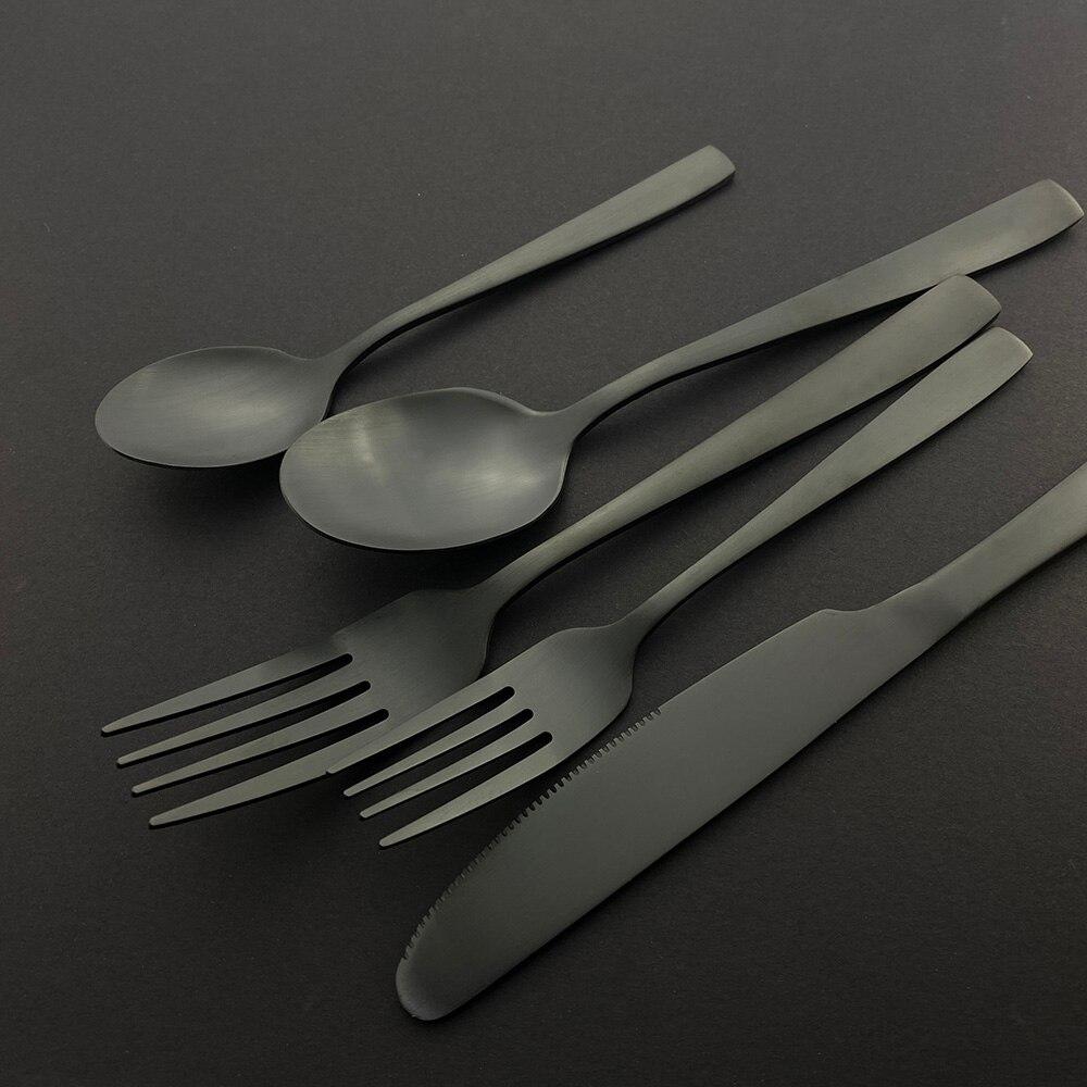 5Pcs Gold Matte Dinnerware Set Stainless Steel Cutlery Home Dessert Fork Spoon Knife Dinner Set Silverware Flatware Set