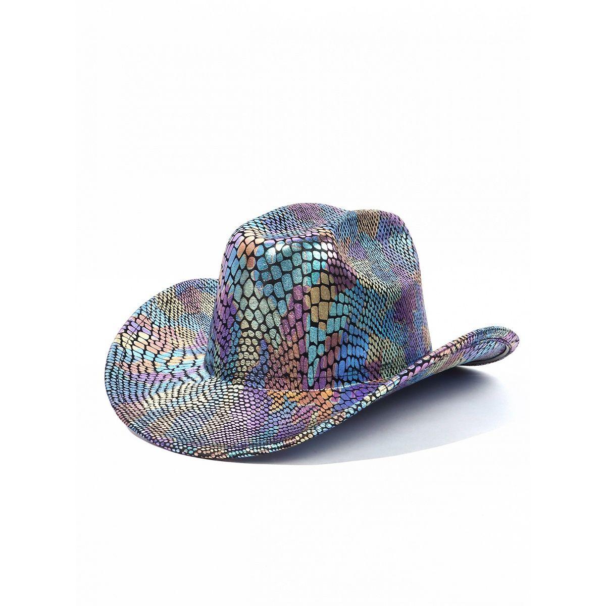 

Яркая ковбойская шляпа для вечеринки, флуоресцентная шляпа рыцаря с большими полями, цилиндр в стиле вестерн One size чёрный