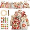 Xmas Linen Bag Double Drawstring Design Lightweight Holiday Gift Wrapping Bag for Festival
