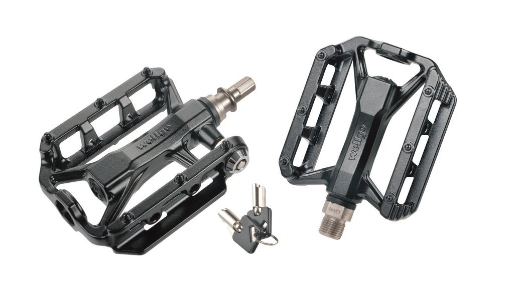 WELLGO Aluminum Pedals with Lock Black One-Push Function, (QRDII-C231B)